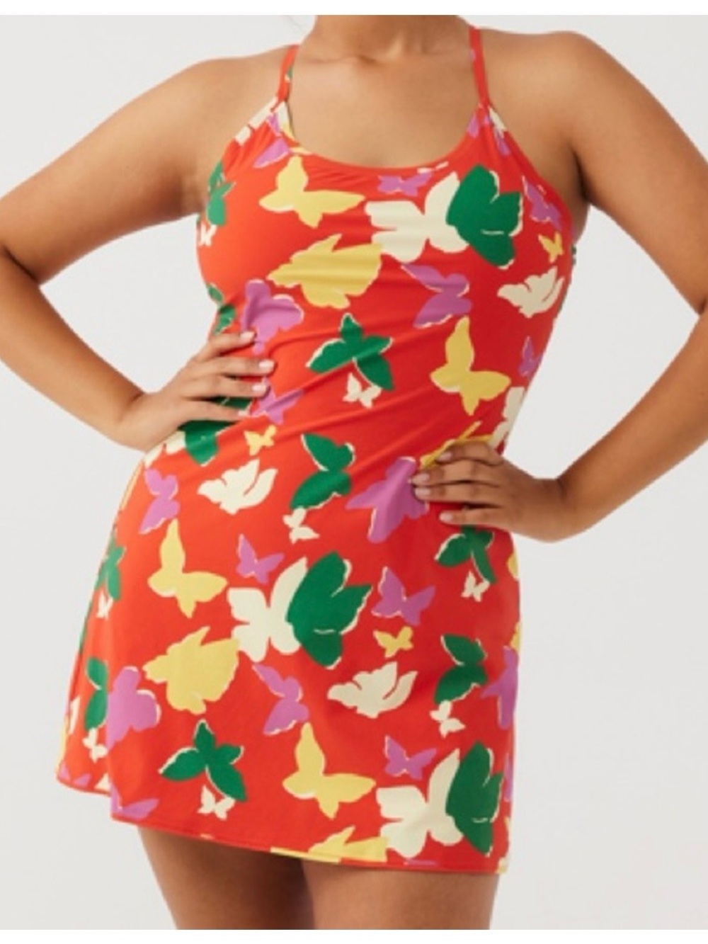 Outdoor Voices -Print Red Chemise working out dress